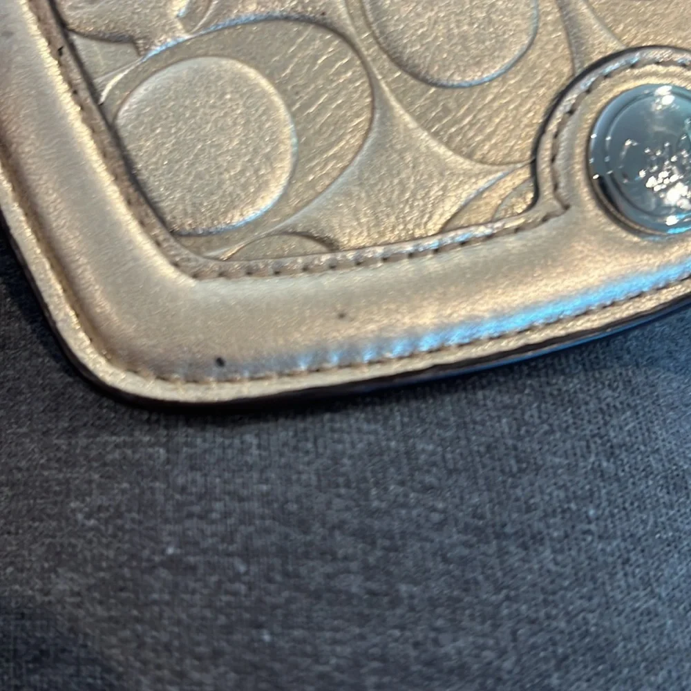 Coach Gold C Monogram Embossed Trifold Walket